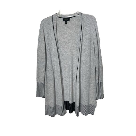 Charter Club Luxury Size M 100% Cashmere Gray Black Cardigan Sweater #3 - Picture 1 of 10
